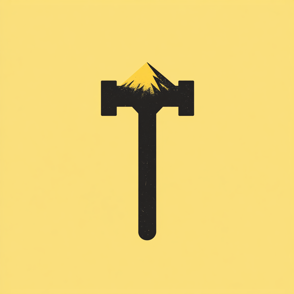 Simple icon of a mountain peak-shaped hammer.