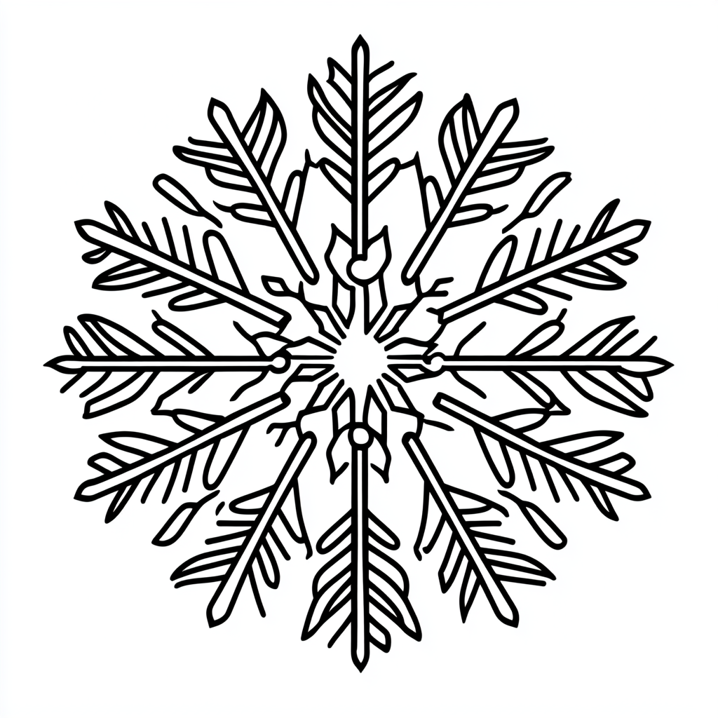 Simple snowflake design for coloring beginners.