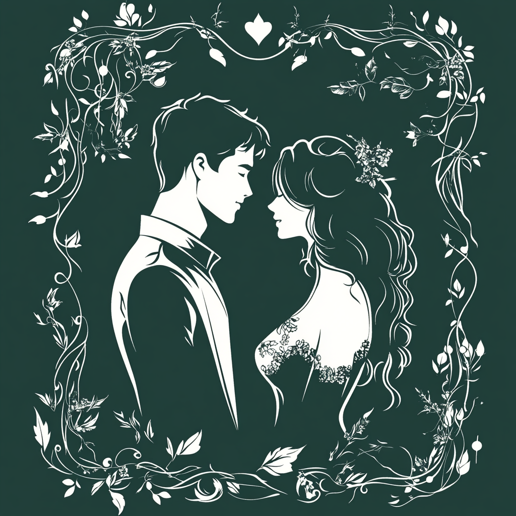 Simple vector design of couple on playing card.