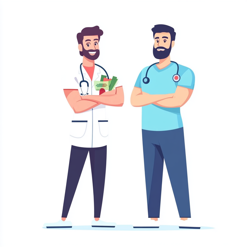 Simple vector illustration of nutritionist and health professional.