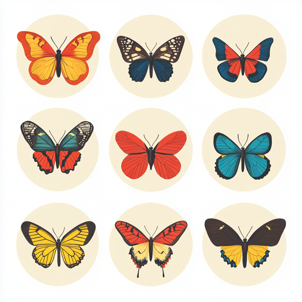 Simplified, abstracted illustrative icons for butterfly pavilion.