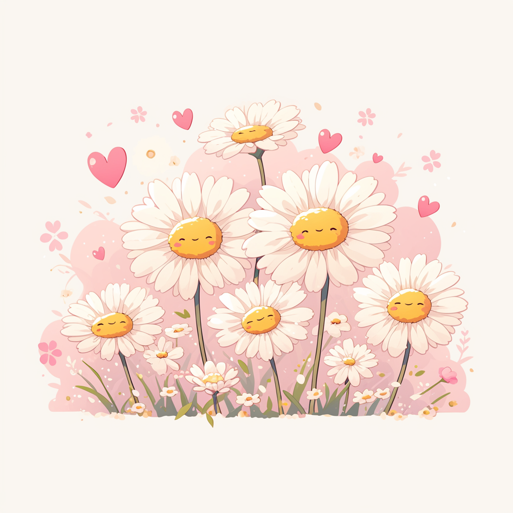 Single daisies flower logo design in pink color.