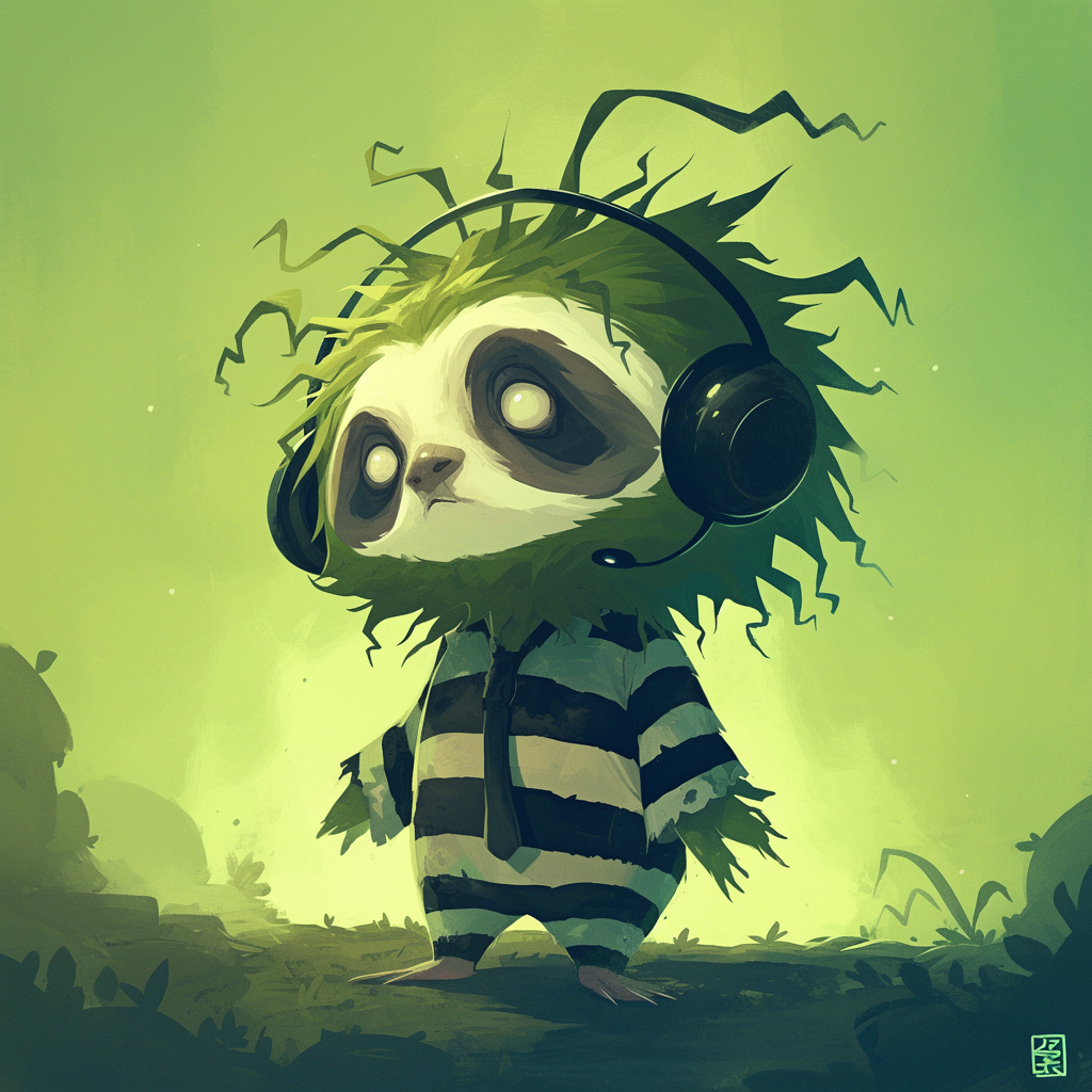 Sinister Chibi Sloth Dressed as Beetlejuice Illustration