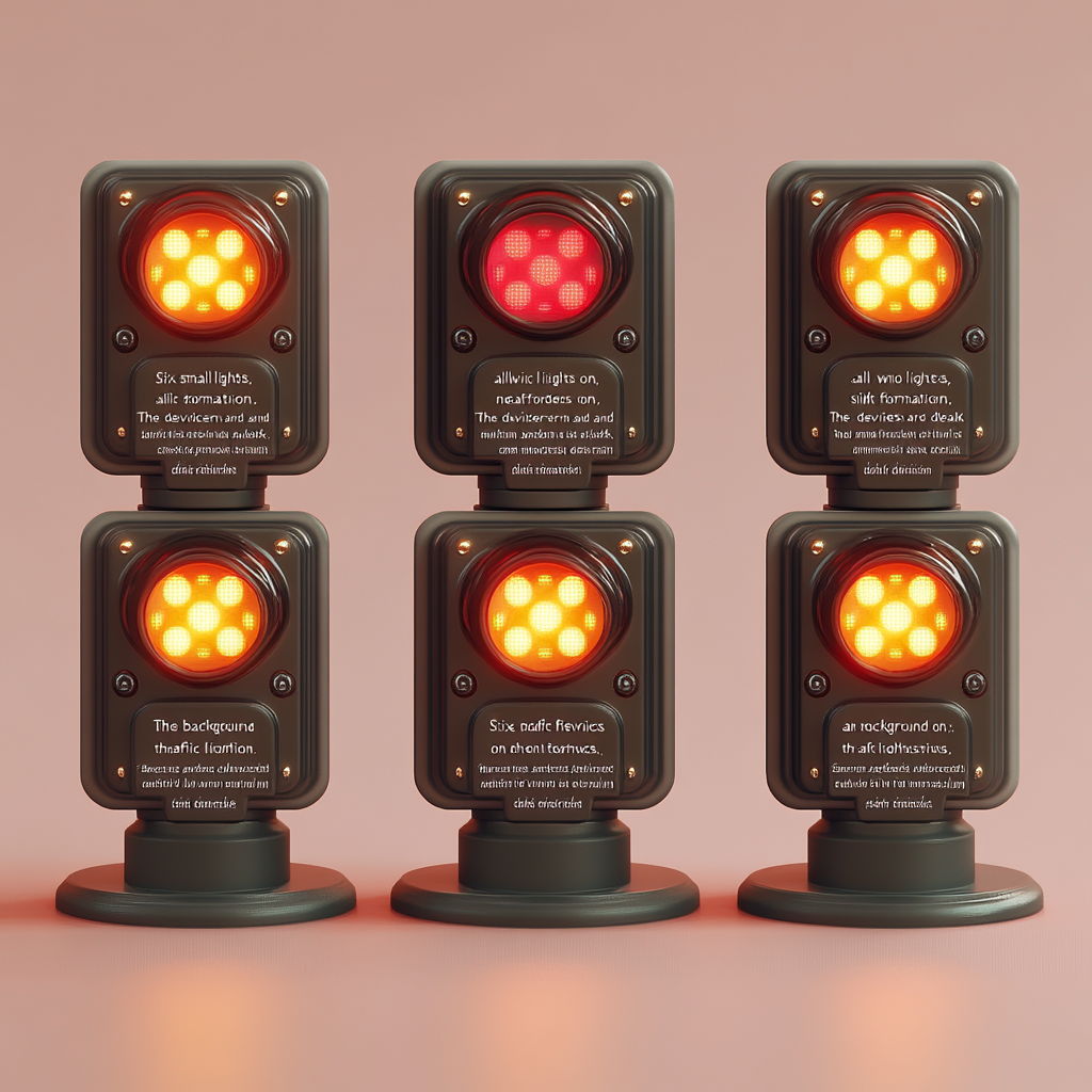 Six modern traffic light devices with minimalist design.