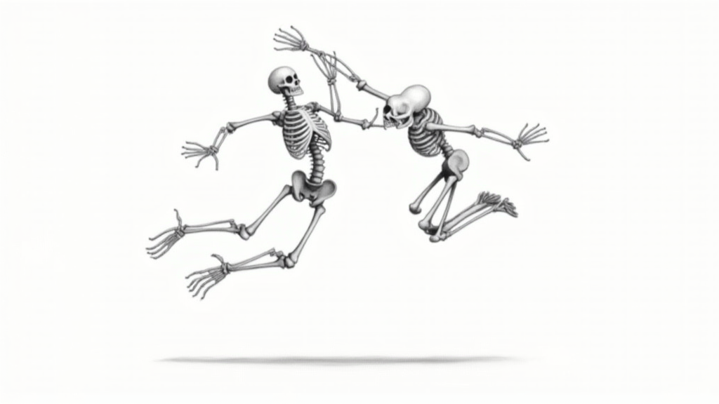 Skeletons Gracefully Moving Together: A Dramatic Moment