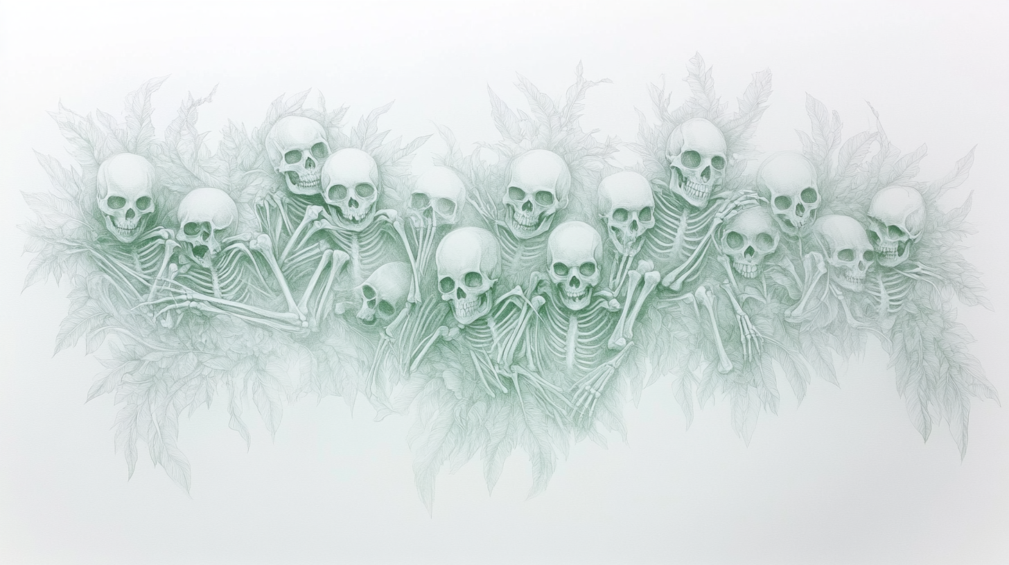 Skeletons in Jungle with Ghostly Faces