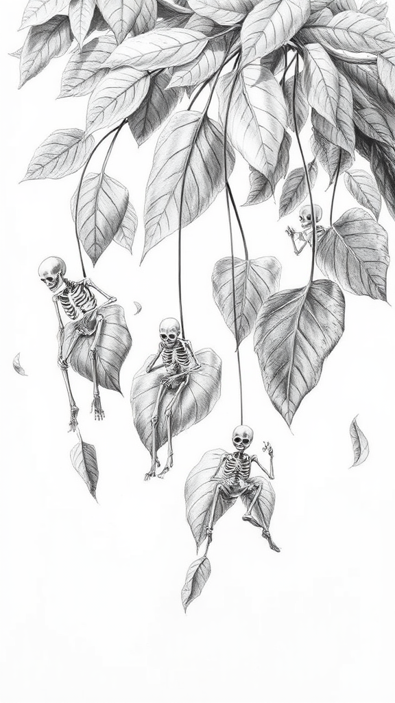 Skeletons on Falling Leaves: Capturing Ethereal Moments