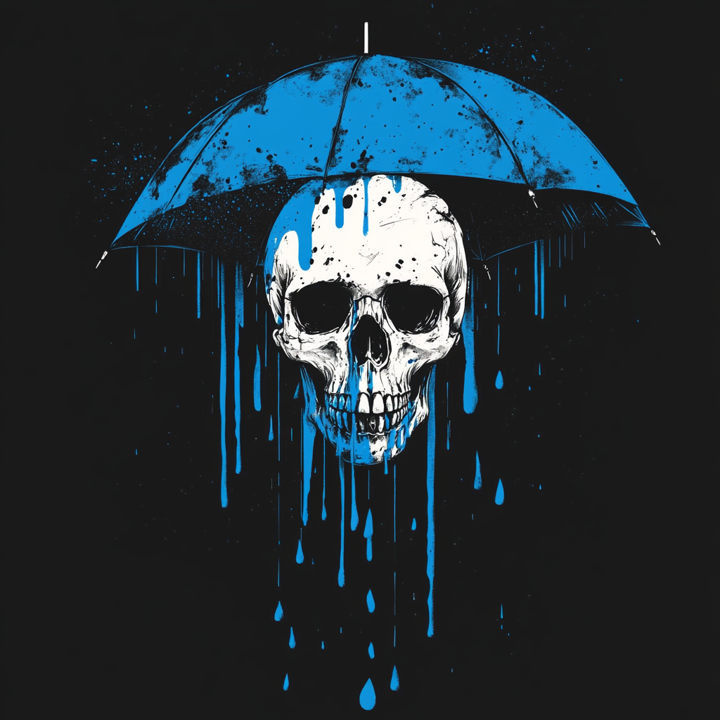 Skull and Umbrella: Bold T-shirt Design