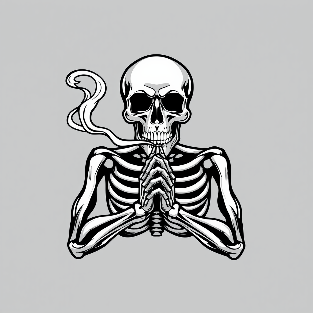 Skull with Smoke Mask and Clasped Hands Logo