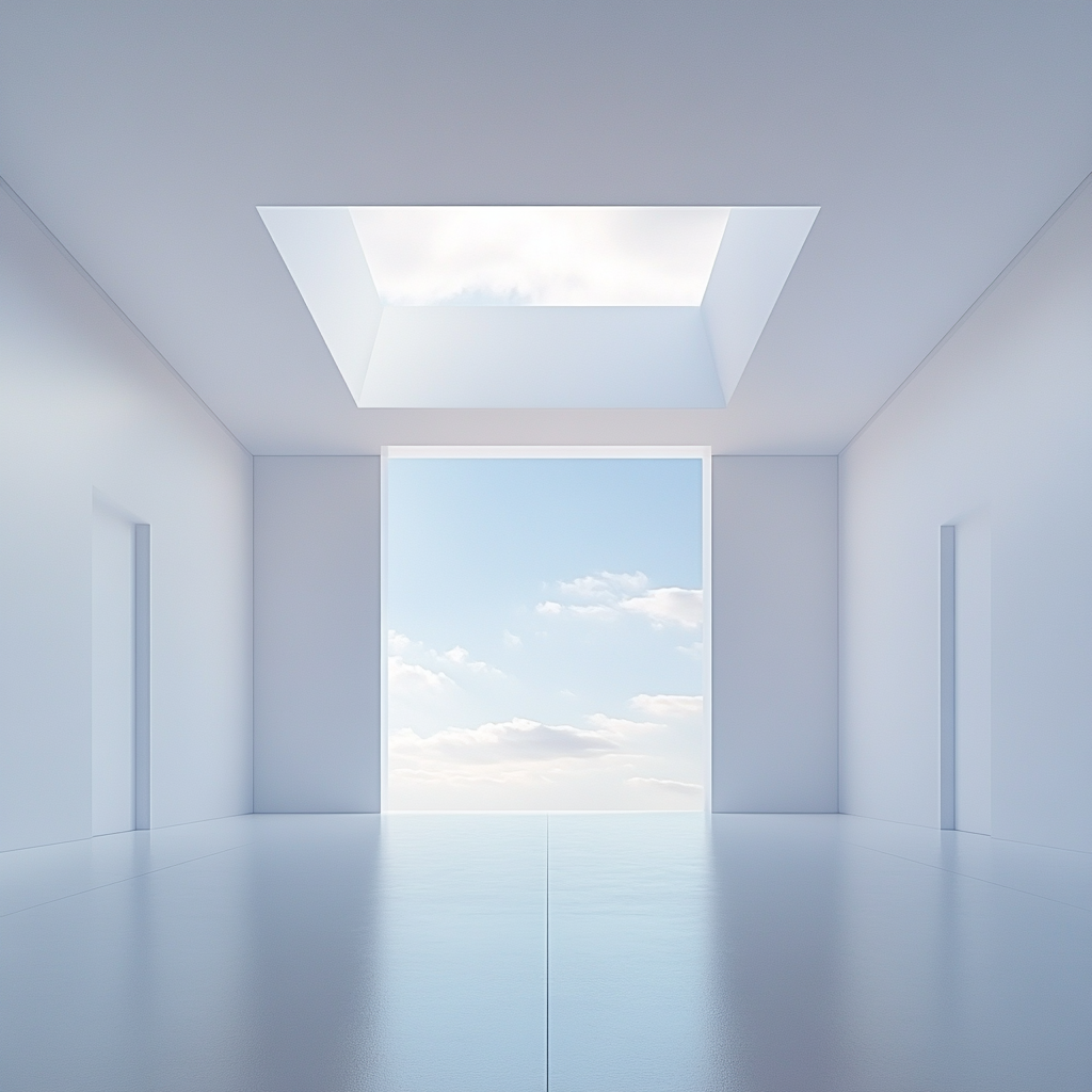 Sky view in white space with minimal decor