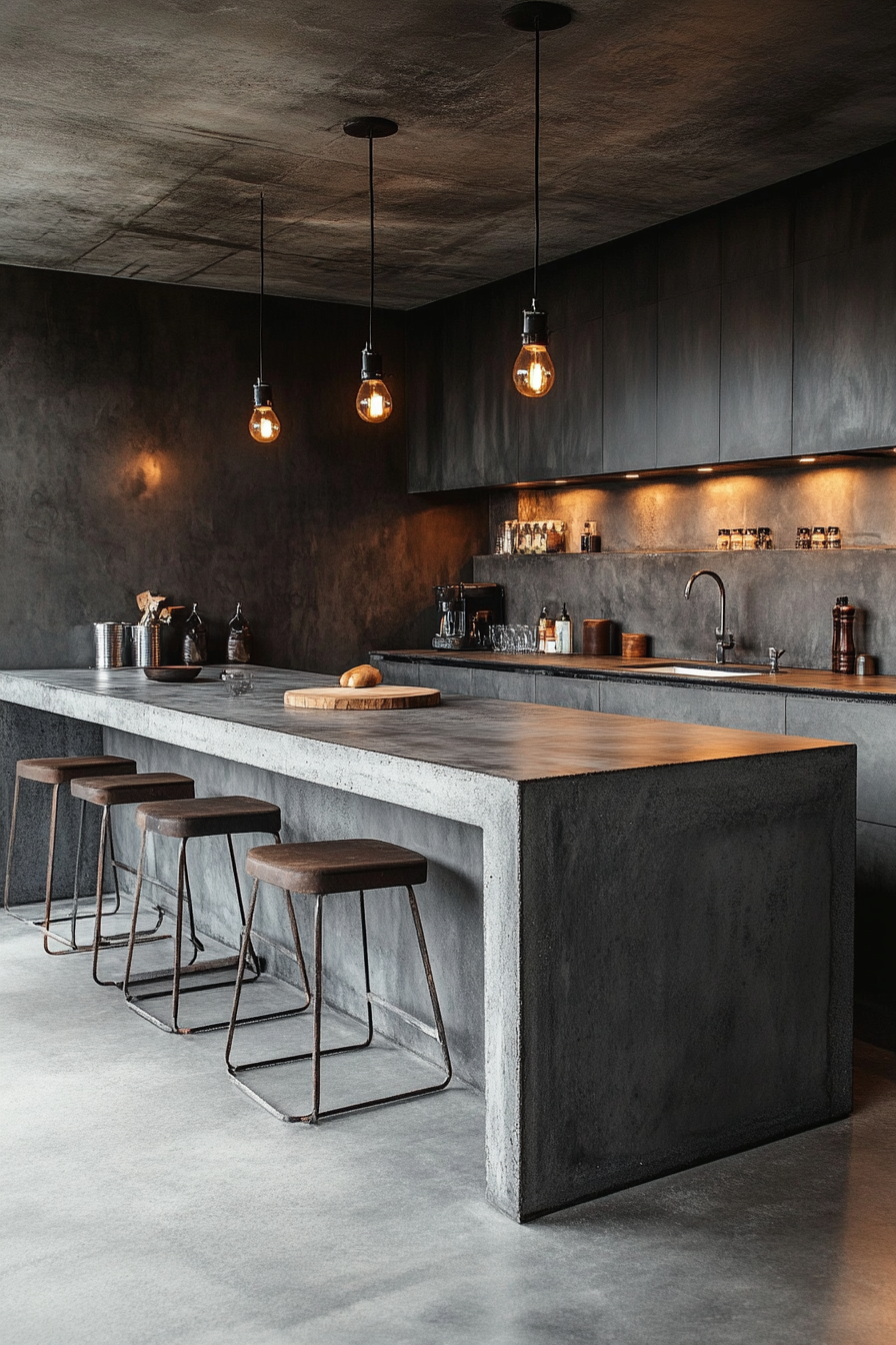 Sleek Concrete Kitchen Design with Chic Industrial Elements