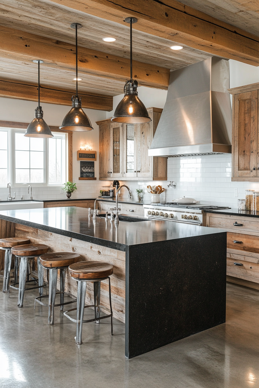 Sleek Rustic Retreat Kitchen with Modern and Rustic Elements