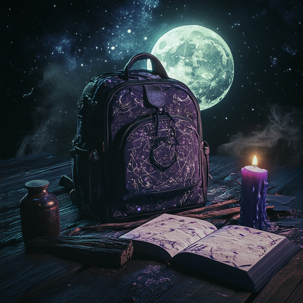 Sleek backpack with mystical theme, captivates teenagers.