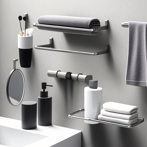 Sleek bathroom accessory set with chrome and matte black.