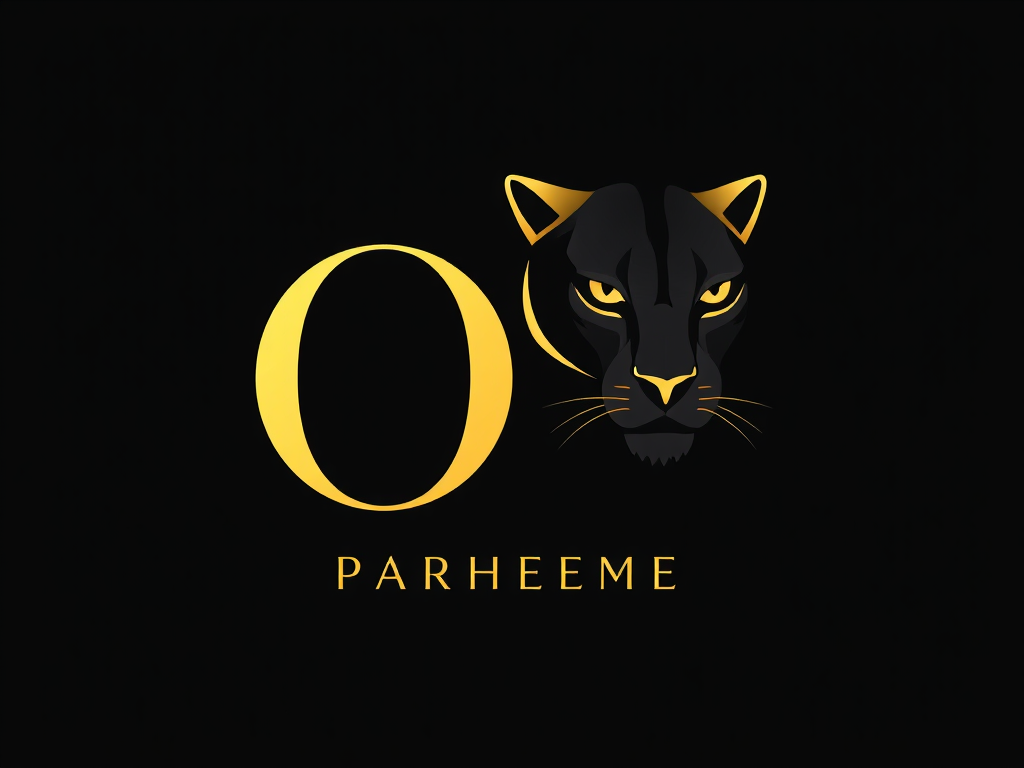 Sleek panther head with golden 'O' on dark background.