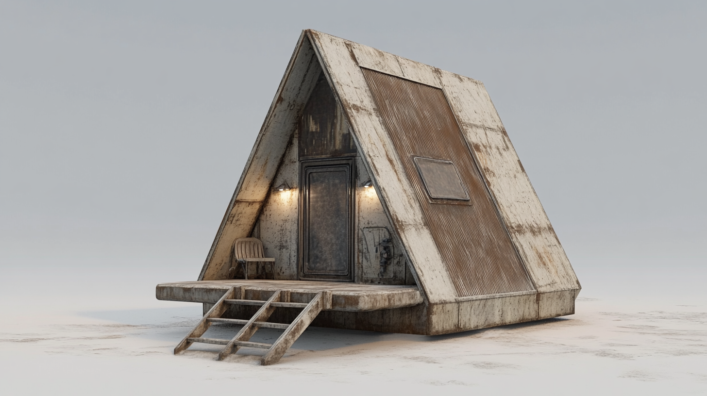 Small Industrial Mining Hut - Concrete, Sheet Metal, Wood