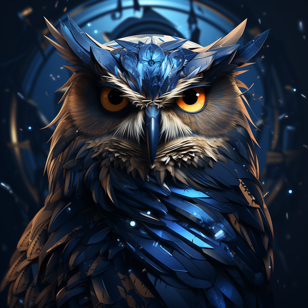 Smart Owl with Glasses and Tech Feathers