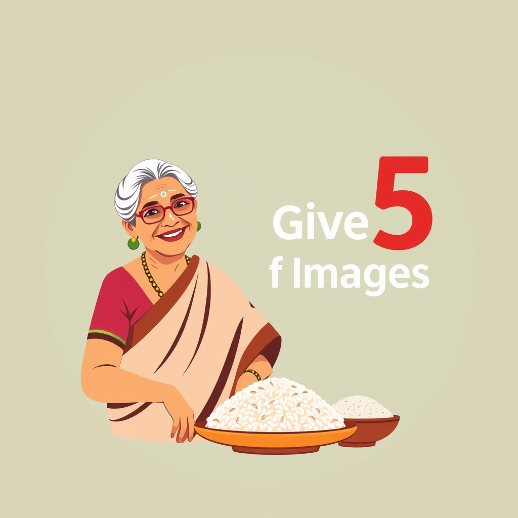 Smart South Indian Grandmother with Rice Plate Logo