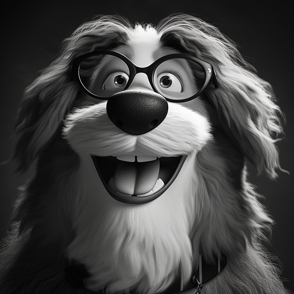 Smiling Bernese Mountain Dog in Disney Pixar Style