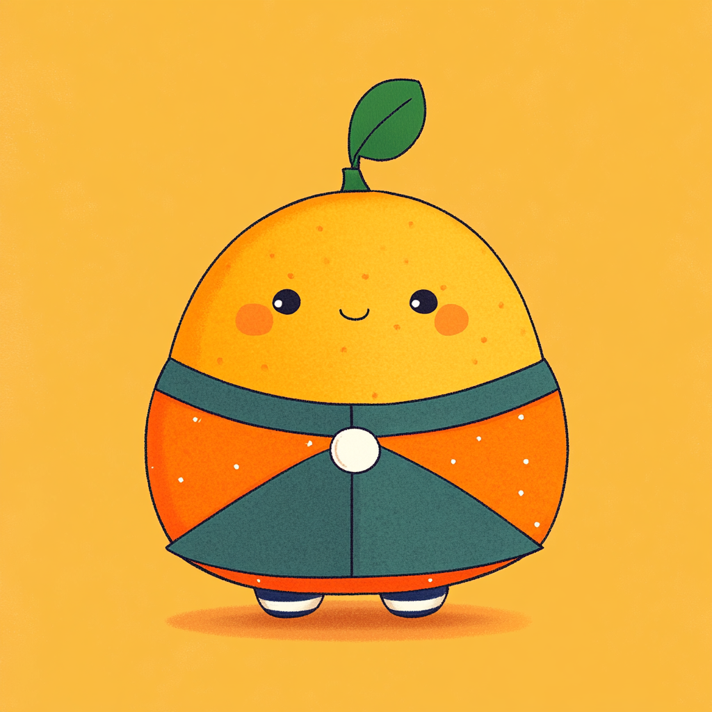 Smiling tangerine person in Jeju Island attire