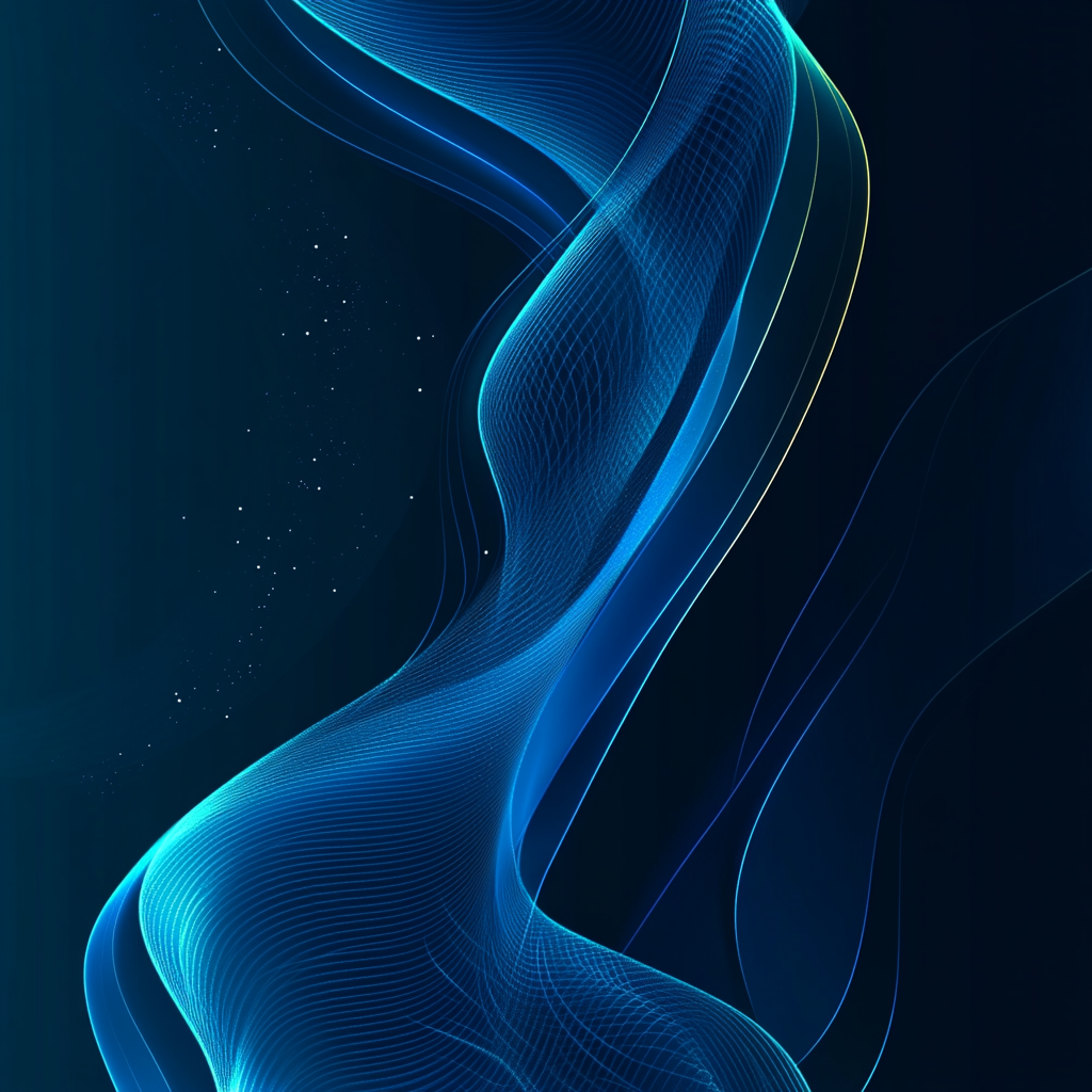 Smooth, curved, blue abstract lines on dark background.