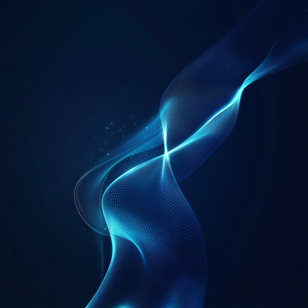 Smooth blue lines and curved shapes with sleek glow.