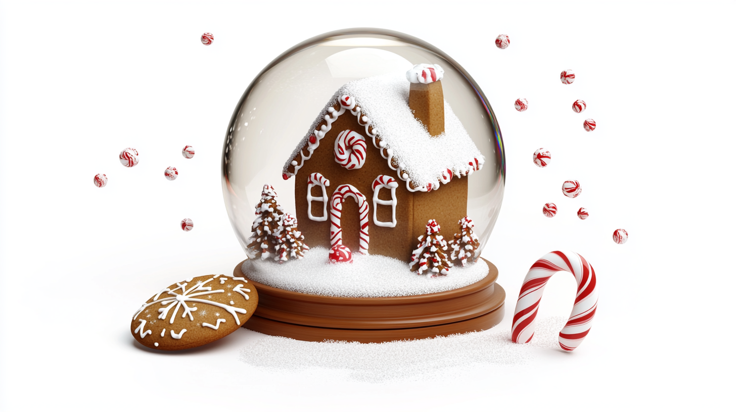 Snow Globe with Gingerbread House and Candy Decorations