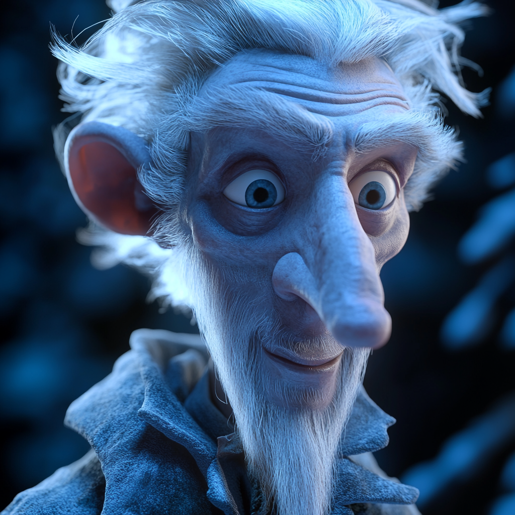 Snow Miser in Claymation Portrait, Realistic Male Character