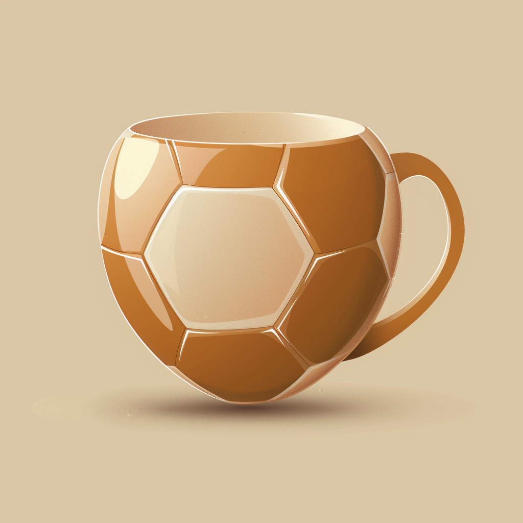 Soccer ball logo with tea cup shadows and contours.