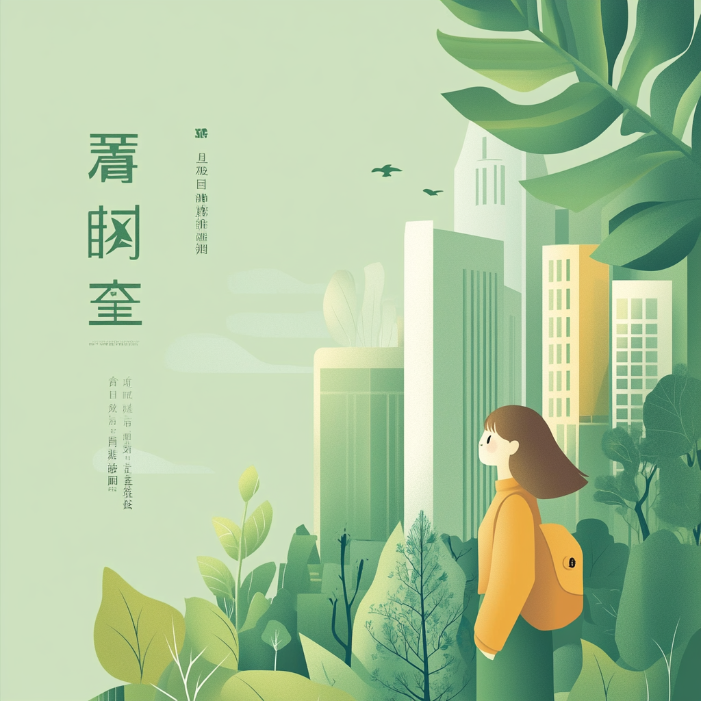 Soft Light Green Cartoon Poster with Regional Elements