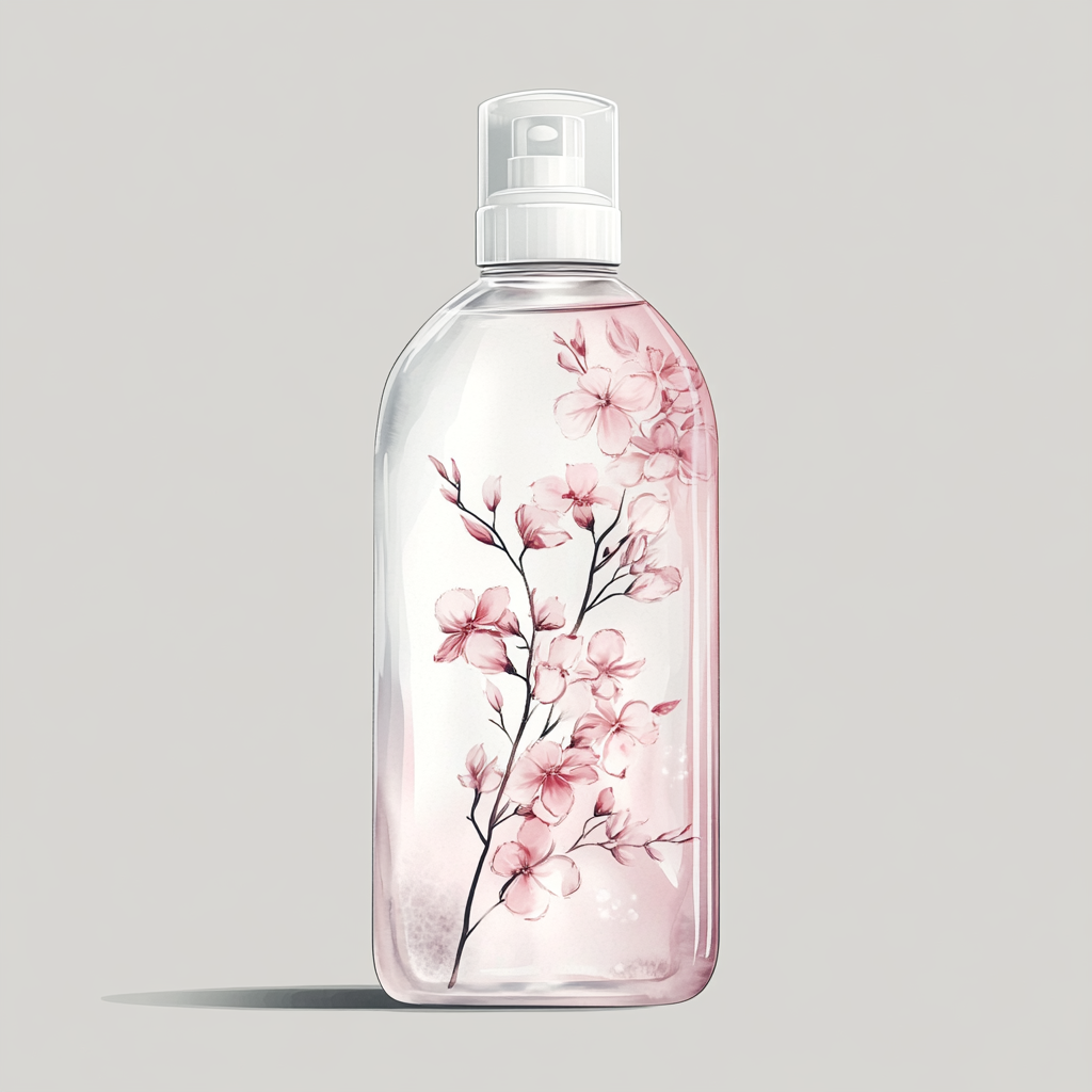 Soft Pink Fabric Softener Bottle Watercolor Illustration