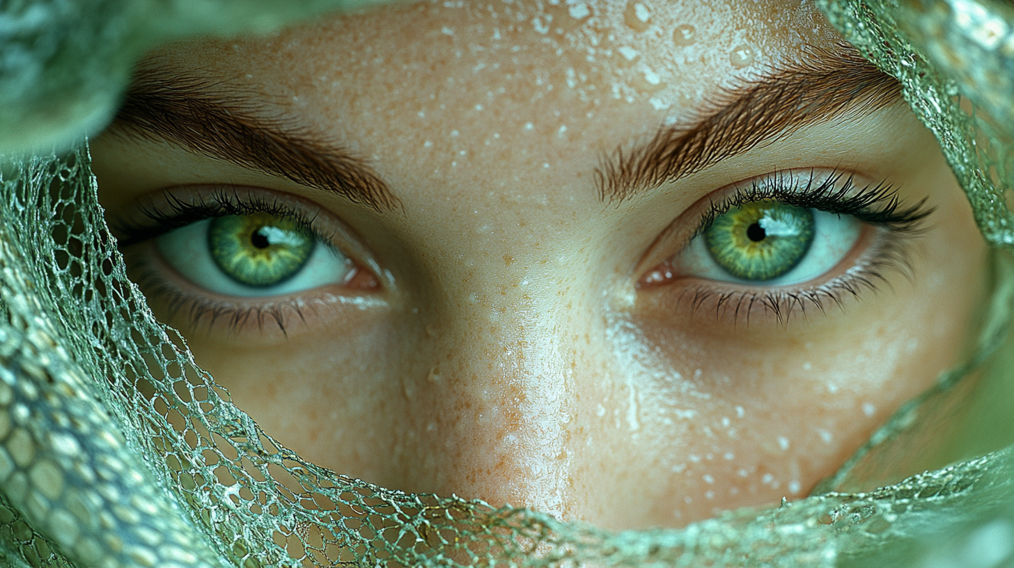 Sony Alpha A1 crocodile eye editorial, fashion, green, style.