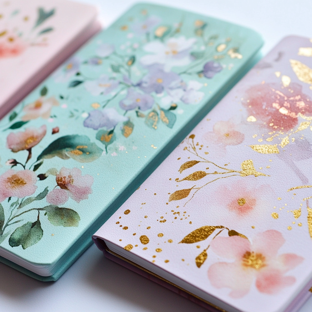 Sophisticated Floral Notebook Covers with Gold Accents