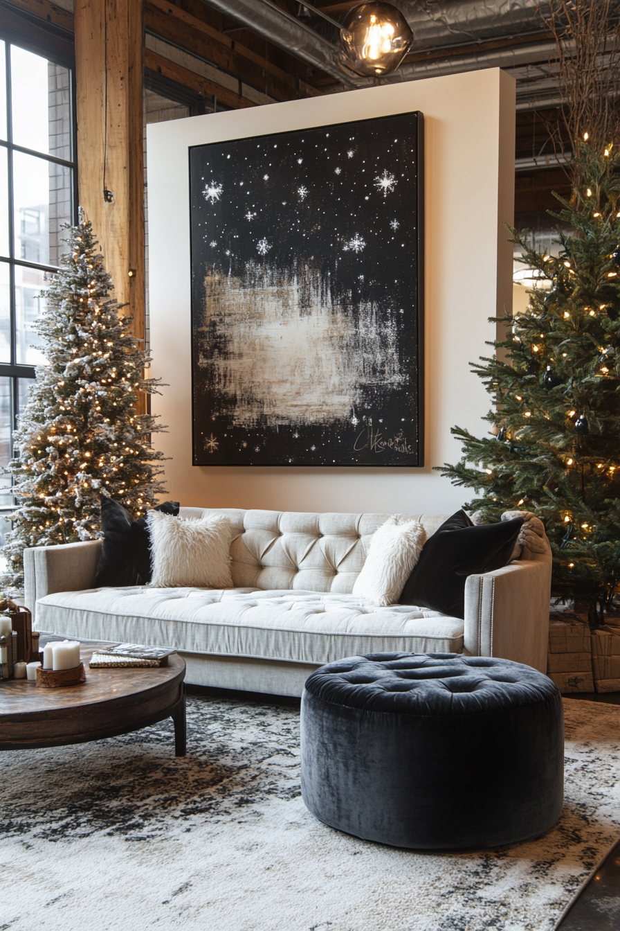 Sophisticated Urban Loft: Neutral Christmas Decor in Chic