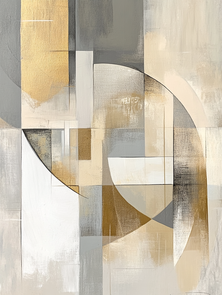 Sophisticated modern abstract painting in neutral tones - 3:4