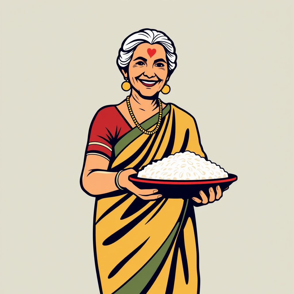 South Indian Mother with Rice Plate Logo