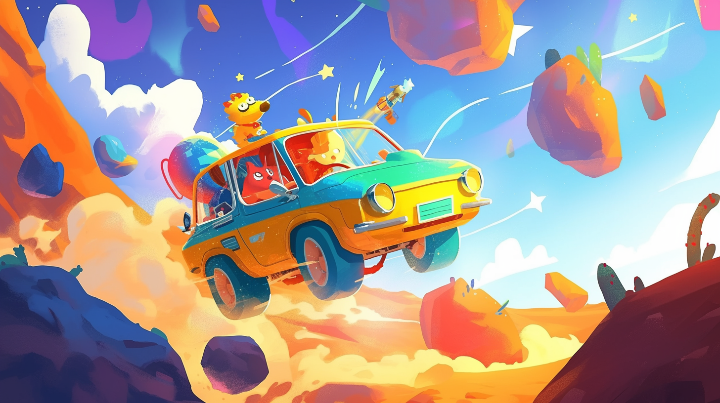 Space Adventure: Robot-driven Car with Animal Friends