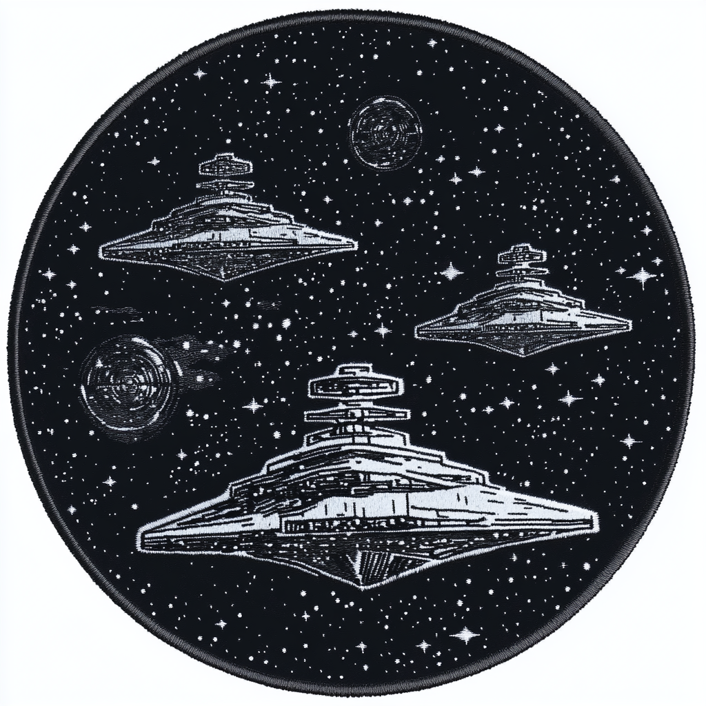 Space-themed Imperial Star Destroyer uniform patch, round PVC.