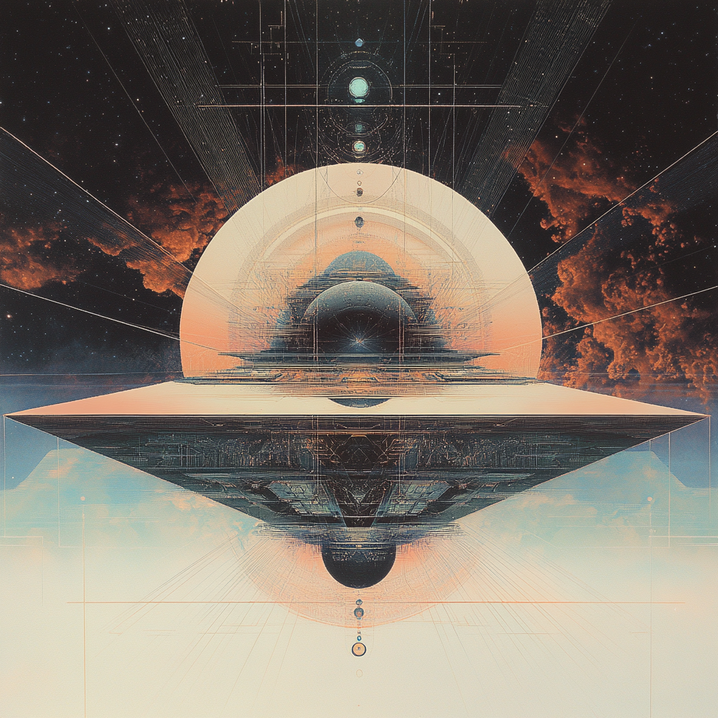 Spaceship's Journey Through Perfect Geometric World