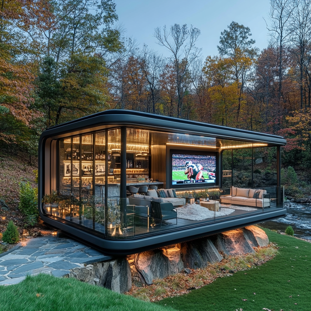 Spacious camper pod for sports fans, Carolina Panthers theme