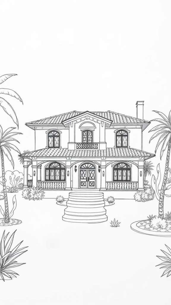 Spanish Villa Sketch in Goa