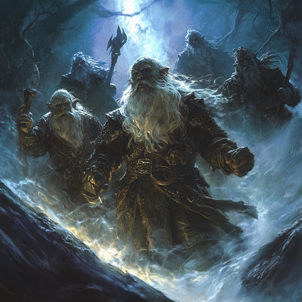 Spectral image of dwarves finding living battle brother.