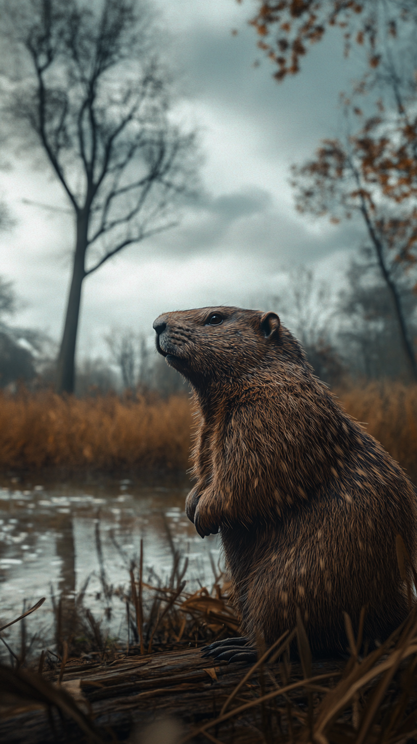 Spring Near: Overcast Sky with Phil the Groundhog, 1887