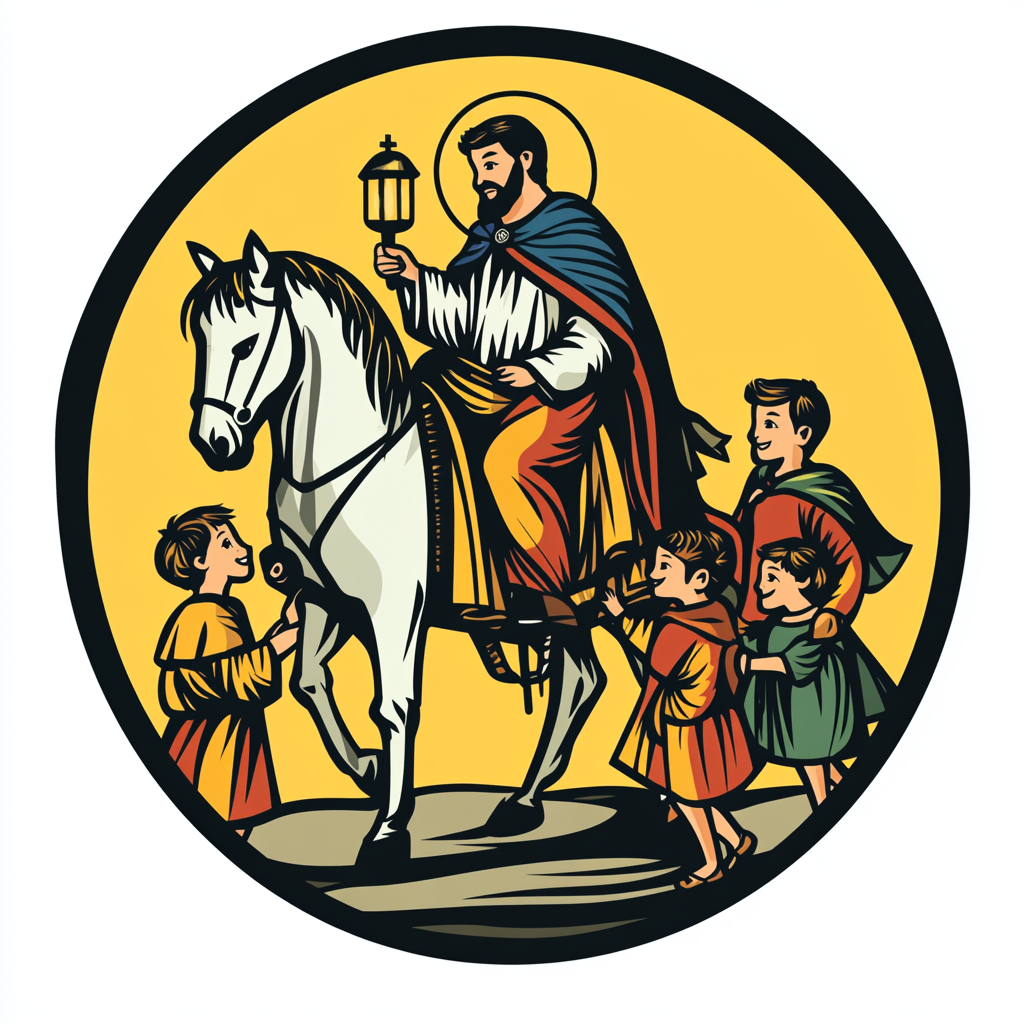 St. Martin Round Logo with Black Lines and Children