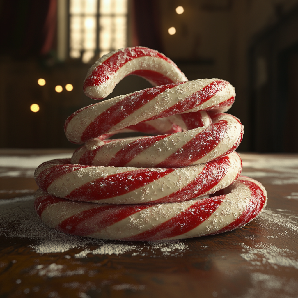 Stacked Candy Canes Post Christmas Dinner Fashion Shoot