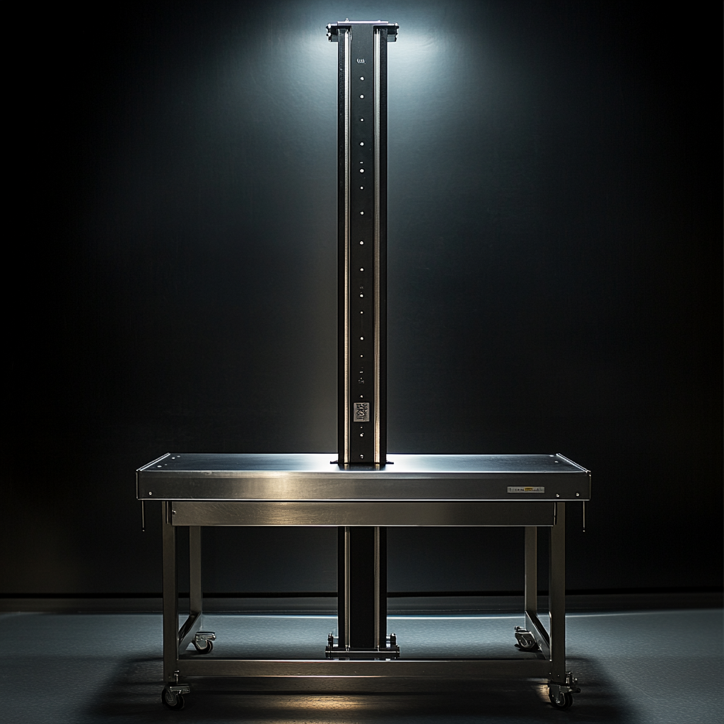 Stainless Steel Lab Table with Tall Black Box, Product Photography 