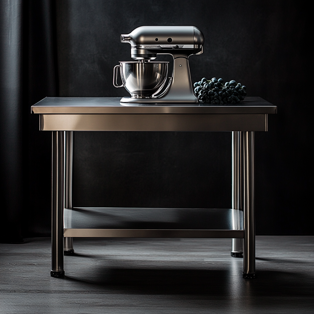 Stainless Steel Table with Stand Mixer, Product Photography