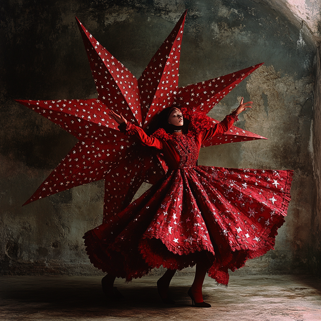 Starry Mexican Piñata Dancer in Surreal Photography