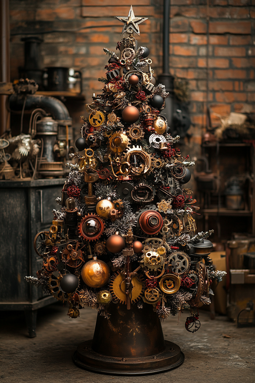 Steampunk Mini Christmas Tree: Imaginative Victorian Decoration