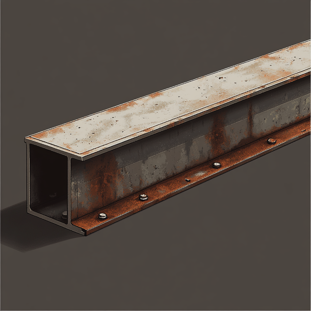 Steel beam with industrial design in pixel art.